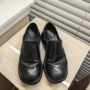 Women's Dansko Black Leather Slip-On Anti-Slip Clogs Size 38